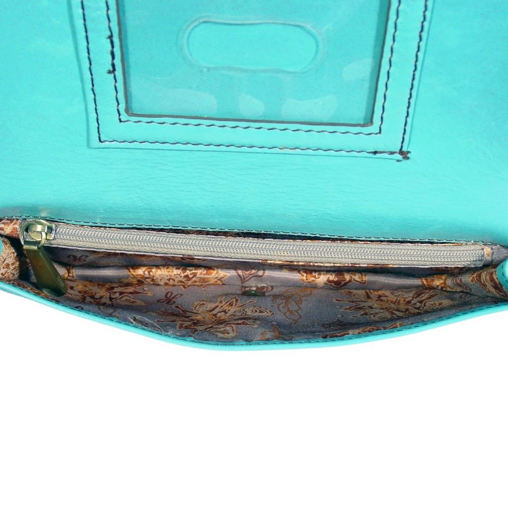 HOBO Alta $98 Aqua Leather Bi-Fold Clutch Organizer Wallet - Picture 7 of 10